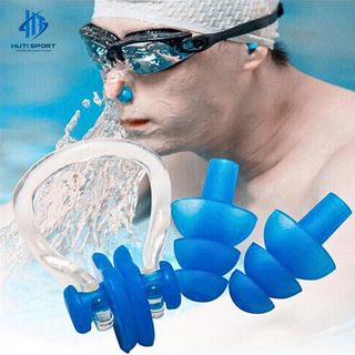Bộ Nút Bịt Tai + Kẹp Mũi Feike Bảo Vệ Chống Nước Khi Bơi Lội Bằng Silicon Có Hộp Đựng