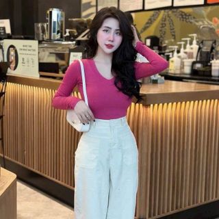 ÁO THUN NỮ CỔ TIM CHẤT THUN TĂM LẠNH - NHƯ Ý BOUTIQUE