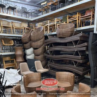Bộ bàn ghế cafe nhựa giả mây