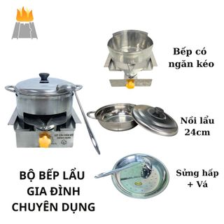 Nồi Lẩu 24 Kèm Bếp Cồn Chắn Gió Chuyên Dụng Hương Giang