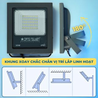 [Led Pha Siêu Sáng] Sử dụng chip Led cao cấp, công suất 30W, thiết kế khung nhôm đúc bền bỉ