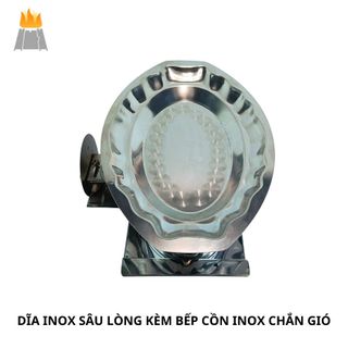 Dĩa Inox Sâu Lòng Kèm Bếp Cồn Chắn Gió Hương Giang