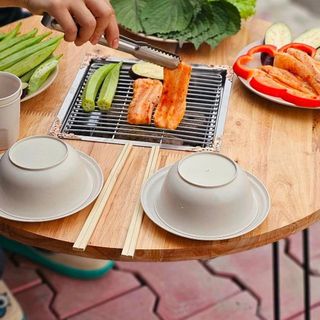 Bàn nướng than BBQ gấp gọn tròn D60 chuyên nướng tại nhà - Bàn nướng lẩu gấp gọn tiện lợi, đi camping, dã ngoại