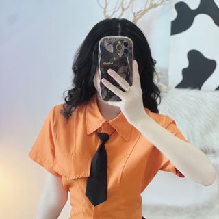 ÁO SƠ MI TAY NGẮN KÈM CÀ VẠT - LÊ PHƯƠNG BOUTIQUE