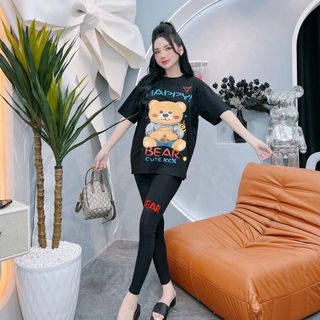 SET BỘ THUN ÁO THUN RỘNG QUẦN ÔM HAPPY BEAR NHUYS21- NHƯ Ý BOUTIQUE