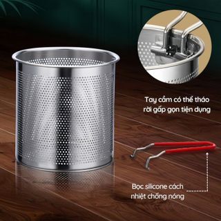BỘ NỒI CHIÊN NGẬP DẦU INOX KÈM LƯỚI LỌC