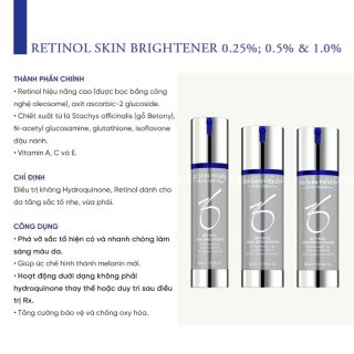 ZO SKIN HEALTH RETINOL 0,25% - 0,5% - 1% - Kem dưỡng trắng da