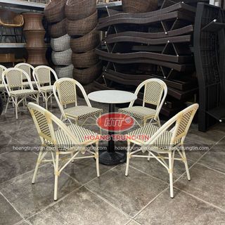 Bộ bàn ghế cafe cao cấp bàn ghế mây nhựa ngoài trời