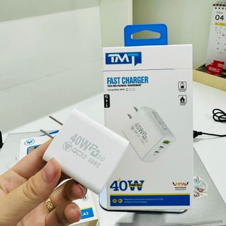 Củ sạc chính hãng TMT A3 - 40W 3 cổng sạc chuẩn công suất 2 cổng tyC sạc nhanh 20w 1 cổng usb sạc nhanh QC3.0 Công nhệ toả nhiệt, chống cháy, bảo vệ quá dòng, quá áp, quá tải, ngắn mạch giá sỉ