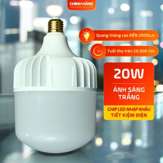 Đèn LED BULB 20W TRỤ NHÔM - Tản nhiệt tốt, độ sáng ổn định, tuổi thọ trên 30000 giờ bảo hành 2 năm. giá sỉ