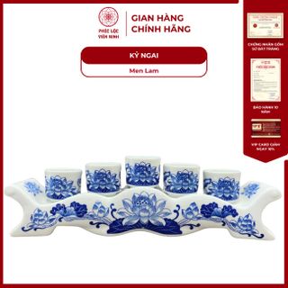 Vật Phẩm Thờ Men Lam Huế Họa Tiết Vẽ Tay Gốm Sứ Bát Tràng - Phúc Lộc Viên Minh