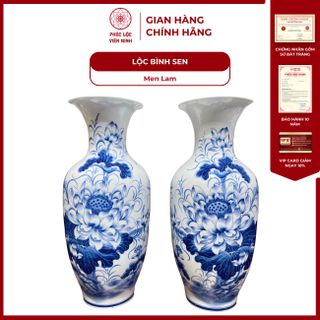 Vật Phẩm Thờ Men Lam Huế Họa Tiết Vẽ Tay Gốm Sứ Bát Tràng - Phúc Lộc Viên Minh