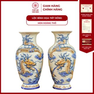 Vật Phẩm Thờ Men Hoàng Thổ Họa Tiết Đắp Nổi Gốm Sứ Bát Tràng - Phúc Lộc Viên Minh