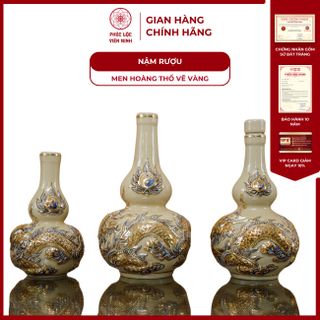 Vật Phẩm Thờ Men Hoàng Thổ Họa Tiết Đắp Nổi Vẽ Vàng 24K Gốm Sứ Bát Tràng - Phúc Lộc Viên Minh