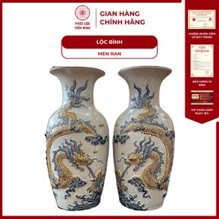 Vật Phẩm Thờ Men Rạn Cổ Họa Tiết Đắp Nổi Gốm Sứ Bát Tràng - Phúc Lộc Viên Minh