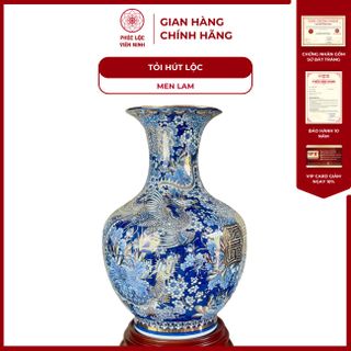 Tỏi Hút Lộc Men Lam, Men Lam Vàng Kim Gốm Sứ Bát Tràng - Phúc Lộc Viên Minh