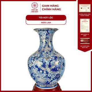 Tỏi Hút Lộc Men Lam, Men Lam Vàng Kim Gốm Sứ Bát Tràng - Phúc Lộc Viên Minh