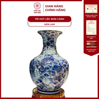 Tỏi Hút Lộc Men Lam, Men Lam Vàng Kim Gốm Sứ Bát Tràng - Phúc Lộc Viên Minh