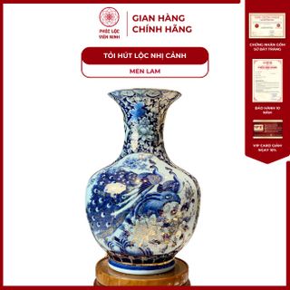 Tỏi Hút Lộc Men Lam, Men Lam Vàng Kim Gốm Sứ Bát Tràng - Phúc Lộc Viên Minh