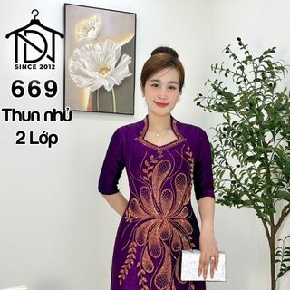 Đầm MAXI trung niên dự tiệc sang trọng vải kim tuyến nhũ kim sa tặng mẹ co giãn tốt bigsize 78kg M669 giá sỉ