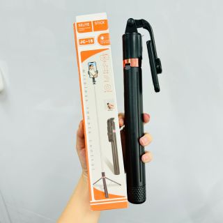 Gậy chụp ảnh JC-15 và JC-15S Độ dài thu gọn : 30cm Độ dài tối đa : 180cm Chân tripod chắc chắn Kẹp xoay 360 độ Nút bấm kết nối blt 4.2, kết nối tối đa 10m