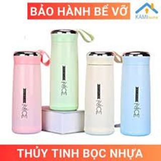 Bình nước cho bé thủy tinh bọc nhựa cách nhiệt hình dễ thương cỡ mini 350ml giá sỉ