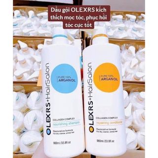 Cặp Dầu Gội Xả Olexrs Argan Oil Collagen Hair Salon 960ml Cho Tóc Khô Hư Tổn