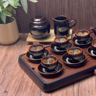 Bộ Ấm Chén Cao Cấp Gốm Sứ Bát Tràng - Phúc Lộc Viên Minh