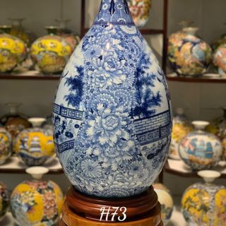 Tỳ Bà Men Lam Vẽ VK & Men Màu Vẽ VK Gốm Sứ Bát Tràng - Phúc Lộc Viên Minh