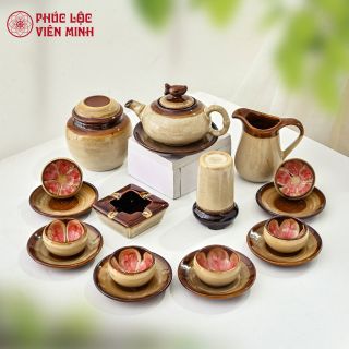 Bộ Ấm Chén Cao Cấp Gốm Sứ Bát Tràng - Phúc Lộc Viên Minh