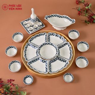 Bộ Bát Đĩa Gốm Sứ Bát Tràng Cao Cấp - Phúc Lộc Viên Minh