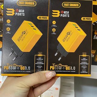 Củ sạc nhanh PD 65w AR-PD05 sạc nhanh full hộp 1 cổng USB+ 2 cổng PD