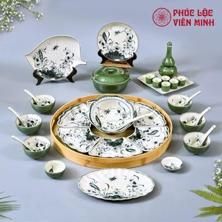 Bộ Bát Đĩa Gốm Sứ Bát Tràng Cao Cấp - Phúc Lộc Viên Minh giá sỉ