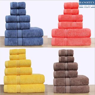 Bộ 6 Khăn Cao Cấp HANOITEX 100% Cotton Dày Dặn, Thấm Hút Tốt, Không Phai Màu giá sỉ