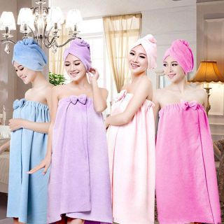 Váy Quây Spa Hanoitex Kèm Khăn Quấn Đầu Chất Microfiber Cao Cấp giá sỉ