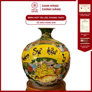 Bình Hút Lộc Men Màu Vẽ Vàng Kim Gốm Sứ Bát Tràng - Phúc Lộc Viên Minh giá sỉ