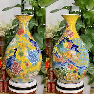 Tỳ Bà Men Lam & Men Màu Gốm Sứ Bát Tràng - Phúc Lộc Viên Minh