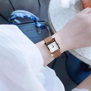 ĐỒNG HỒ NỮ CAO CẤP HEMES DÂY DA MẶT SỐ NIỀNG TRƠN VÀNG 4