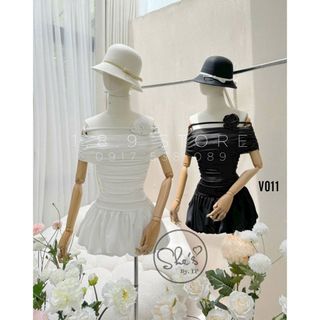 Váy Chất Nhúng Pha Thô Phối Hoa Cổ Cực Tiểu Thư Sang Chảnh Có Lót Bảo Hộ Bên Trong - V011