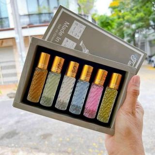 Set 6 chai nước hoa đóng hộp trượt nắp cực đẳng cấp