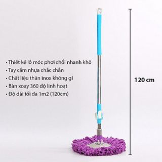 CÂY LAU NHÀ XOAY 360 ĐỘ MÂM INOX CAO CẤP