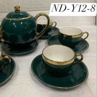 BỘ BÌNH TRÀ XANH NGỌC VIỀN VÀNG SANG TRỌNG