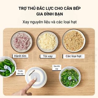 MÁY XAY GIA VỊ hành tỏi ớt mini, say sinh tố bằng điện sạc pin bằng tay 250ML - 23W