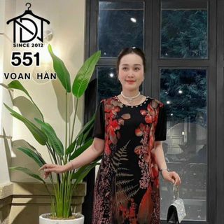 Váy đầm trung niên cho mẹ sang trọng bigsize cao cấp dự tiệc, đầm dáng suông che khuyết điểm, BIGSIZE DƯỚI 75KG M551