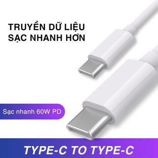 Cáp sạc nhanh 2 đầu Type C to Type C công suất 60W PD dài 1m to khỏe truyền dữ liệu tốc độ cao