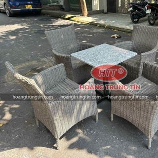 Bàn ghế mây nhựa thanh lý giá rẻ ghế diana bán nguyệt màu xám