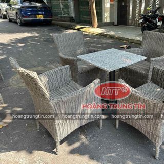 Bàn ghế mây nhựa thanh lý giá rẻ ghế diana bán nguyệt màu xám