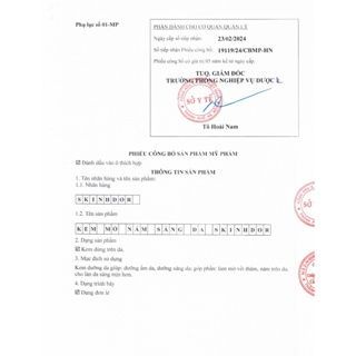 Kem mờ nám sáng da SKINHDOR 30g