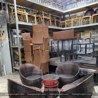Bộ bàn ghế trứng cafe nhựa giả mây