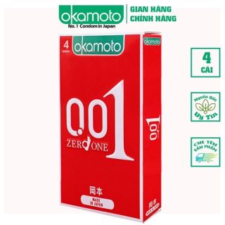 Bao Cao su Okamoto 0.01 PU Siêu mỏng Truyền Nhiệt Nhanh Hộp 4 Cái giá sỉ